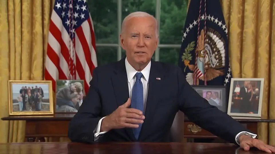 Biden explica “passagem de bastão” em primeiro pronunciamento após desistência