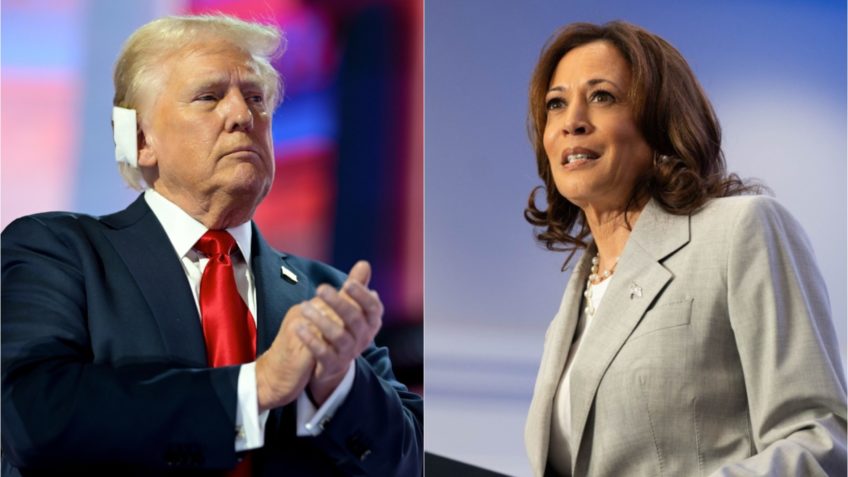 Nova pesquisa nos EUA aponta empate entre Kamala e Trump