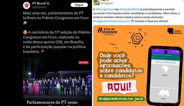 PT e TSE Continuam Postando no X Apesar da Suspensão Determinada por Alexandre de Moraes