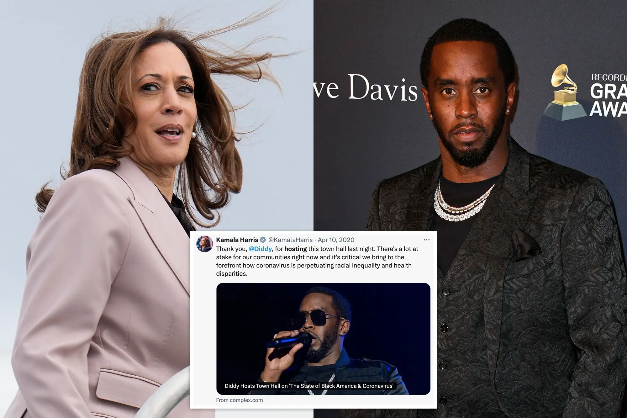 Web resgata post de Kamala em apoio a Diddy que é suspeito de estrupo