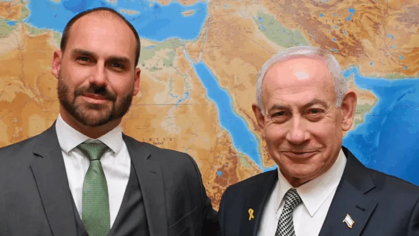 Eduardo Bolsonaro visita Netanyahu e critica postura de Lula em relação a Israel