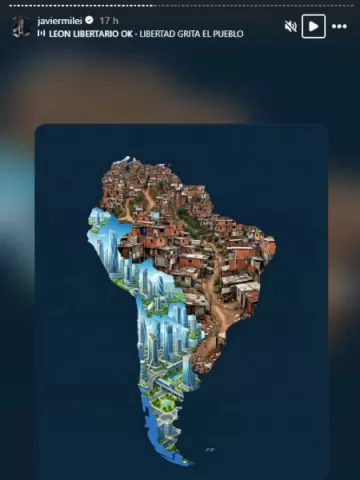 Milei publica imagem polêmica e divide a América do Sul entre “favela” e futuro tecnológico