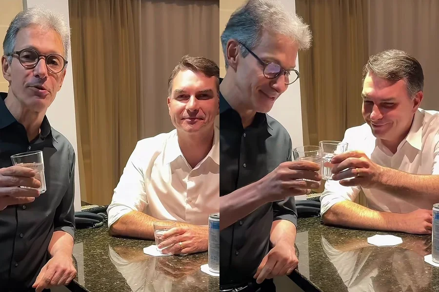 Zema e Flávio Bolsonaro aparecem juntos após Datafolha e levantam especulações sobre possível aliança