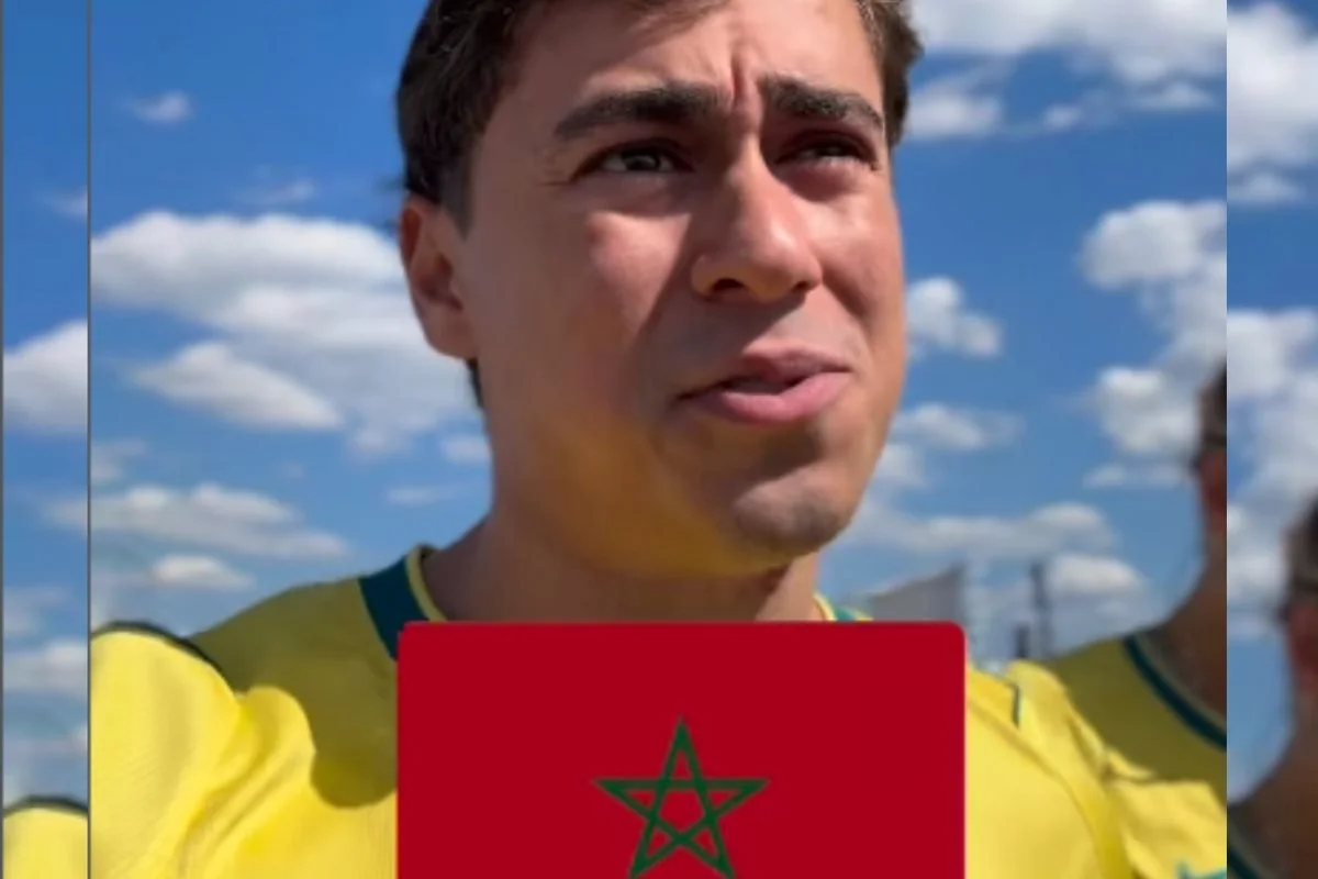 Nikolas Ferreira faz brincadeira com bandeira do Marrocos durante estreia do Brasil na Copa e vídeo repercute nas redes Nikolas Ferreira faz brincadeira com bandeira do Marrocos durante estreia do Brasil na Copa e vídeo repercute nas redes
