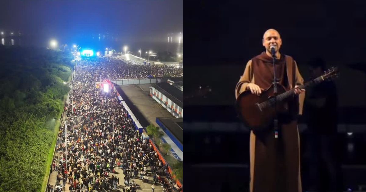 Após mais de quatro horas de atraso, Frei Gilson reúne multidão em Navegantes e celebra: “Foi um dia histórico”