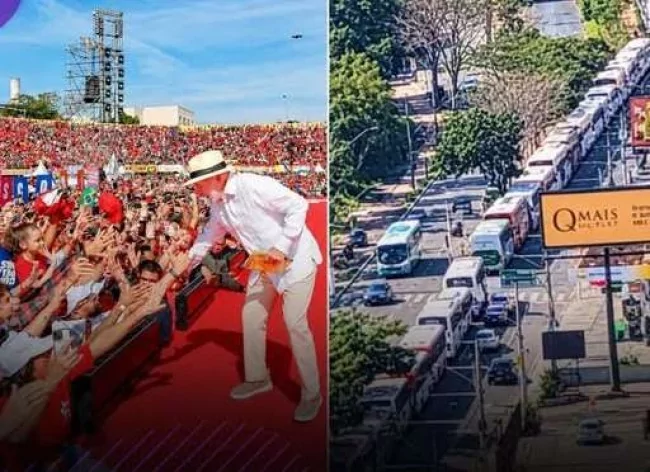 Ônibus fretados e o lançamento de Lula: mobilização partidária vira alvo de questionamentos nas redes