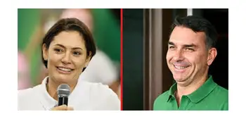 Michelle e Flávio Bolsonaro selam trégua diante das câmeras e transformam crise familiar em peça eleitoral