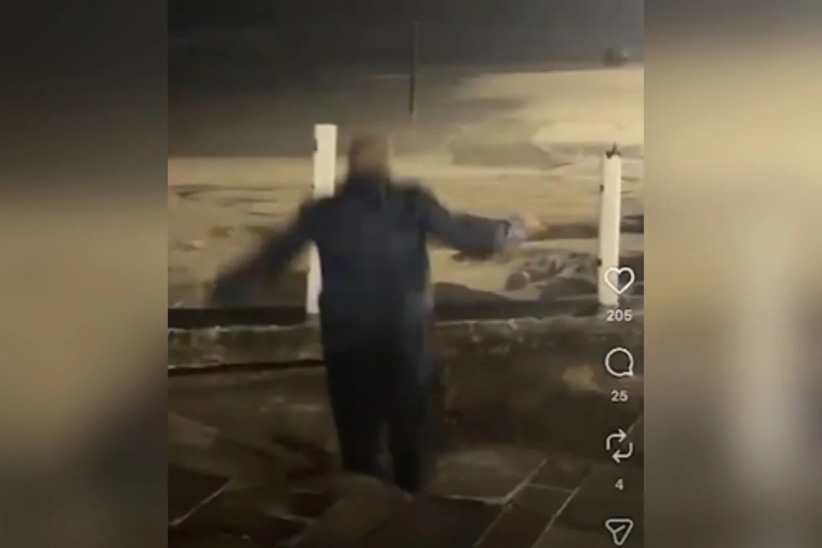 GCM é “engolido” por cratera durante temporal em Praia Grande; queda é registrada ao vivo